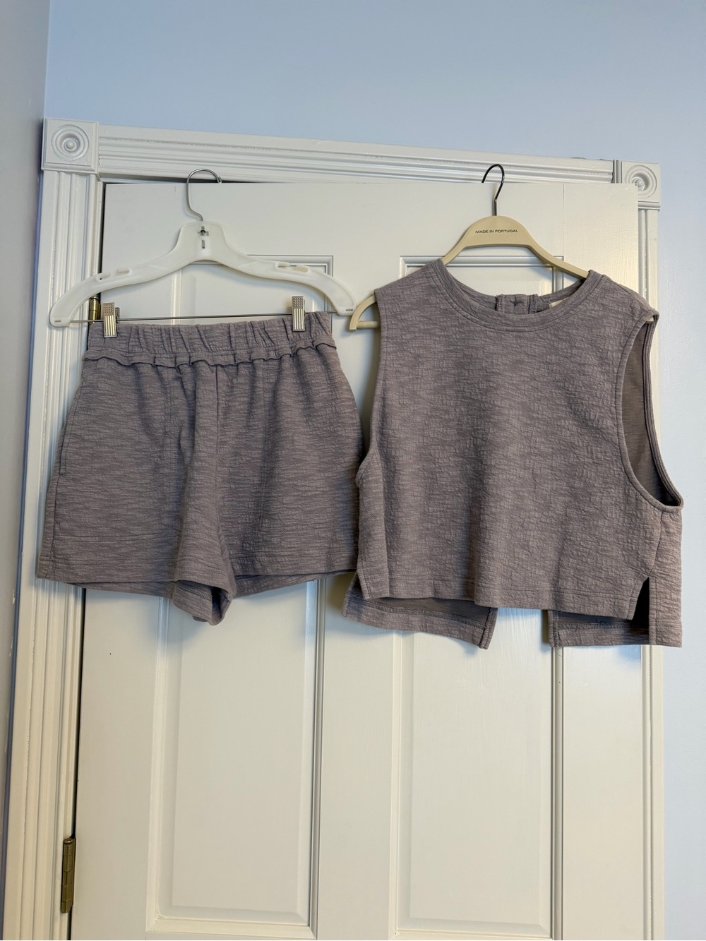 Listicle Taupe Textured Tank Top & Shorts Set